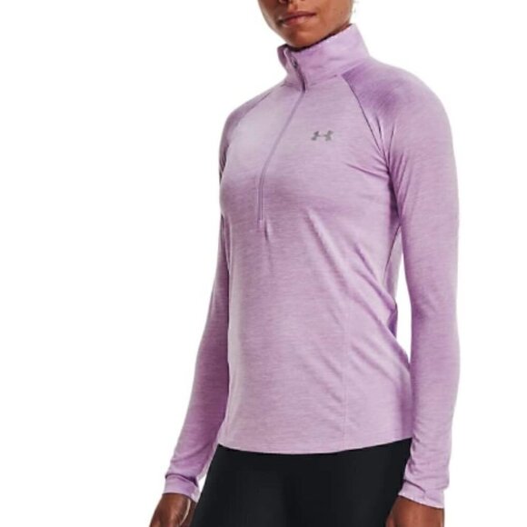 Under Armour Lilac  Half Zip Long Sleeve Heat Gear Long Sleeve Pullover Shirt - Picture 15 of 16